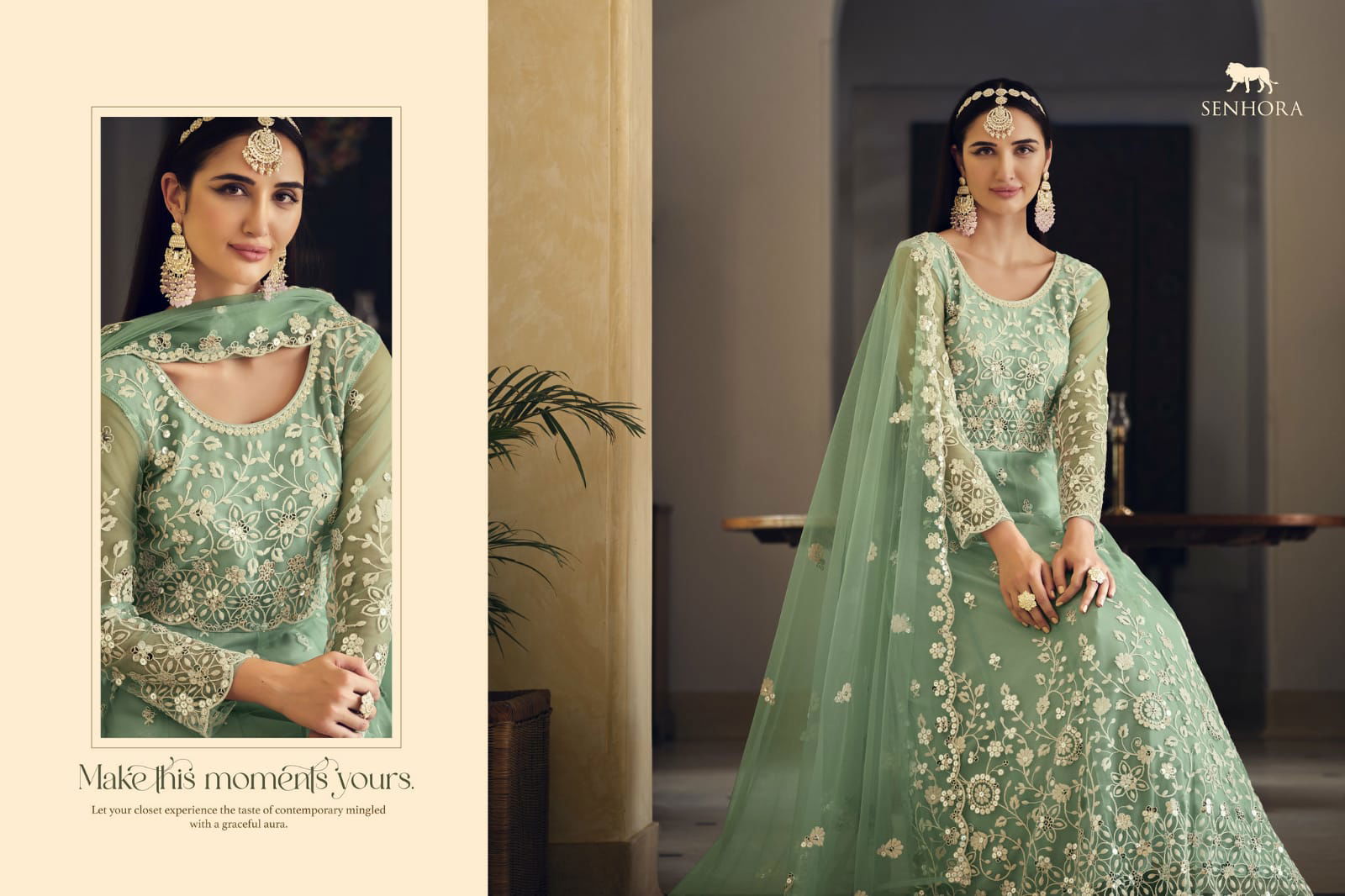 Senhora By Sarika Butterfly Net Gown Dress Material Catalog